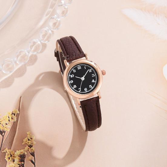 Women Round Dial Watch with Faux Leather Strap Casual Formal Watch Quartz Analog Wristwatch Gift for Birthday Christmas