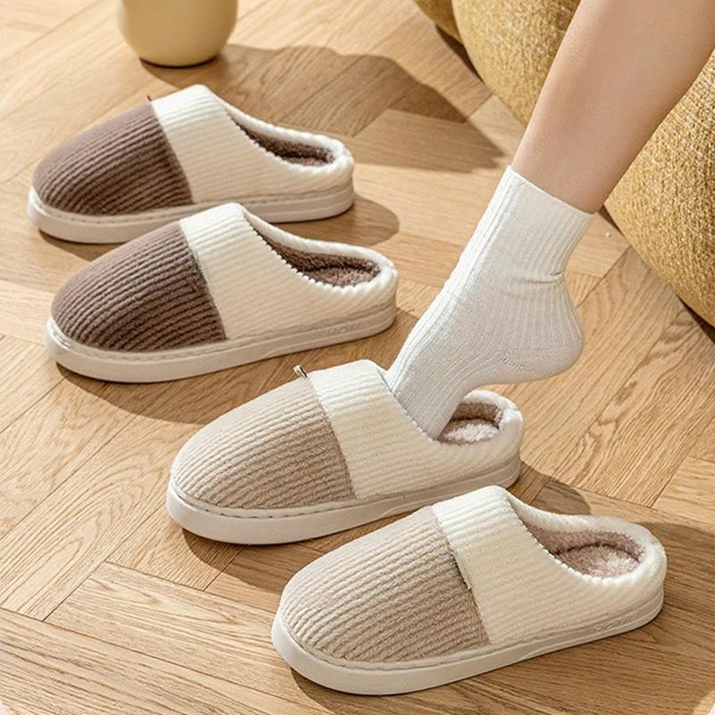 Fashion 2025 New Warm Men Slippers Women Winter Cotton Shoes Non-Slip Thick Sole Soft Flats Bedroom Concise Home Couples Furry Slipper