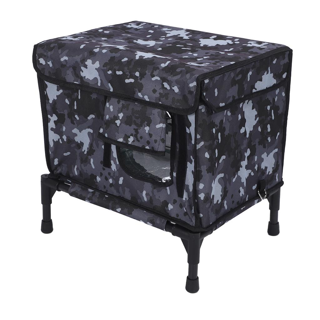 Heated Cat House Foldable 3 Gear Timing Scratch Proof Camouflage Insulated Outdoor Cat Shelter for