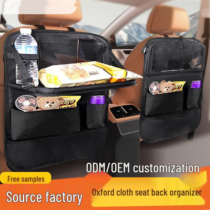 Oxford Cloth Car Seat Organizer: Multifunctional Tissue Box, Storage Bag, Cup Holder, and Dining Table with Seat Back Storage