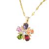 Five-Petaled Flower Necklace Retro Ethnic Style Versatile Women'S Collarbone Chain Inlaid With Colorful Zircon Exquisite Pendant
