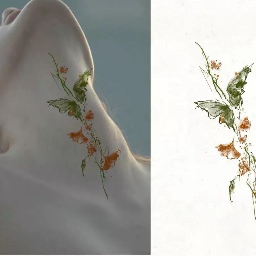 Bergschmetterling Frühlingsgrüner Schmetterling Hohe Schönheit Kleine Farbe Schmetterling Tattoo Aufkleber Wasserdicht Langlebig Frische Aufkleber