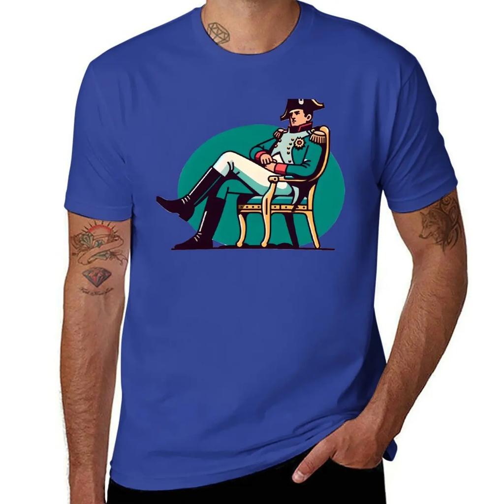 Napoleon Siting On Chair Drawing TShirt Cotton Graphic Tees New Edition Summer Top Anime Figures Mens Tshirts