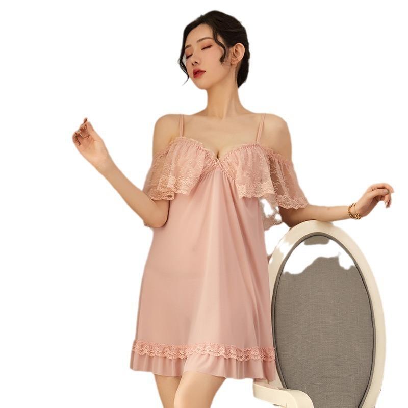 Sexy Underwear Summer Sexy Mesh Ruffle Edge Suspender Lace Thin Suspender Nightdress Women