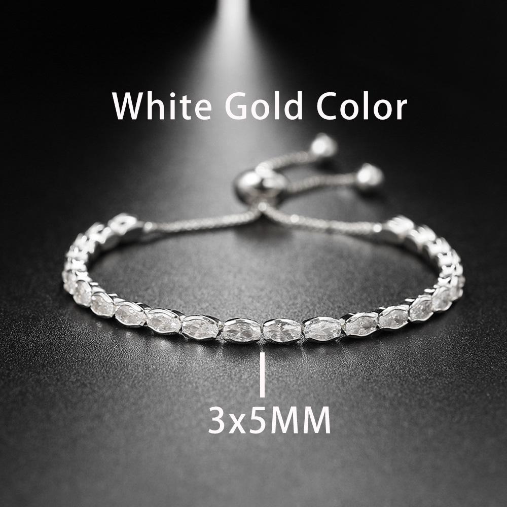 New Trendy Adjustable Oval Cut Tennis Bracelets for Women Dazzling Horse Eye Shaped Zirconia Chain on Hand Wedding Party Zircon