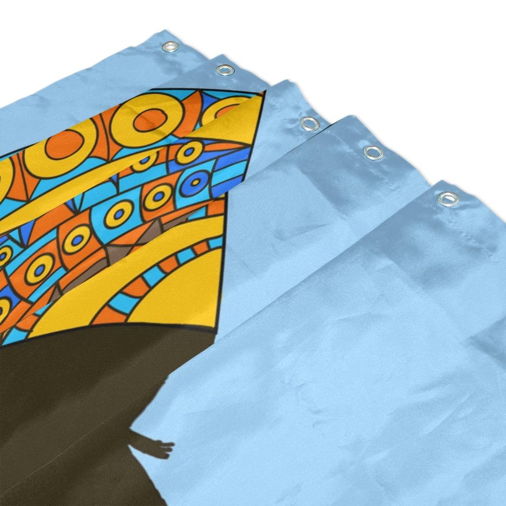 Drop Shipping Waterproof Shower Curtain African Women Bathroom Decor Curtain 100% Polyester Fabric Bath Curtain With 12 Hooks