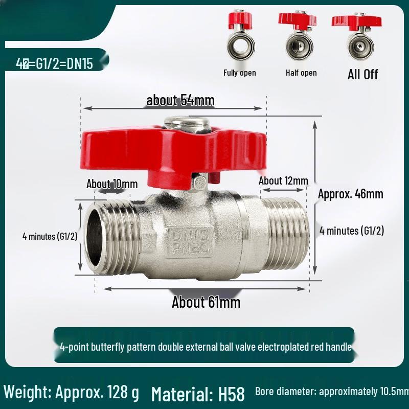 

Jundingying 1/2-inch Red Handle Ball Valve