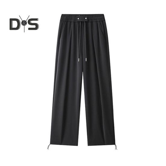 Pánské kalhoty se stahovací šňůrkou v pase, ležérní kalhoty jednobarevné, běžný střih, dlouhé kalhoty se zesílenými kapsami pro každodenní nošení