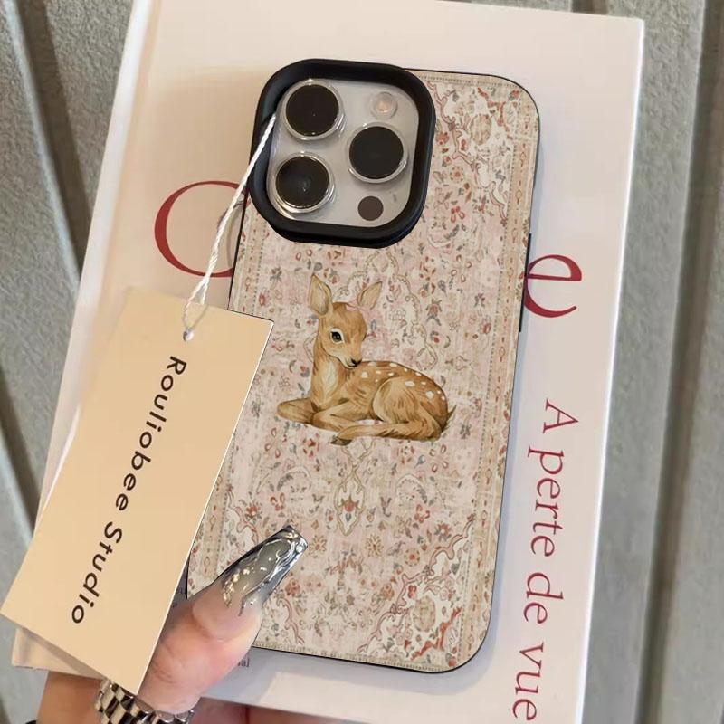 Vintage Deer Pattern Phone Case Phone Case For iPhone 17 Pro Cases iPhone 16 Pro Max 15 14 13 12 11 XS XR X 16E Air 16Plus Cover