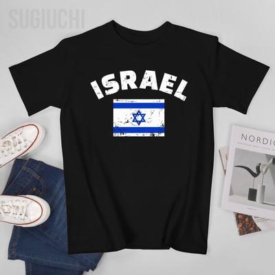 Unisex Unisex Flagga Israel Vintage T-shirt T-shirts WoUnisex Pojkar 100% Bomull T-shirt