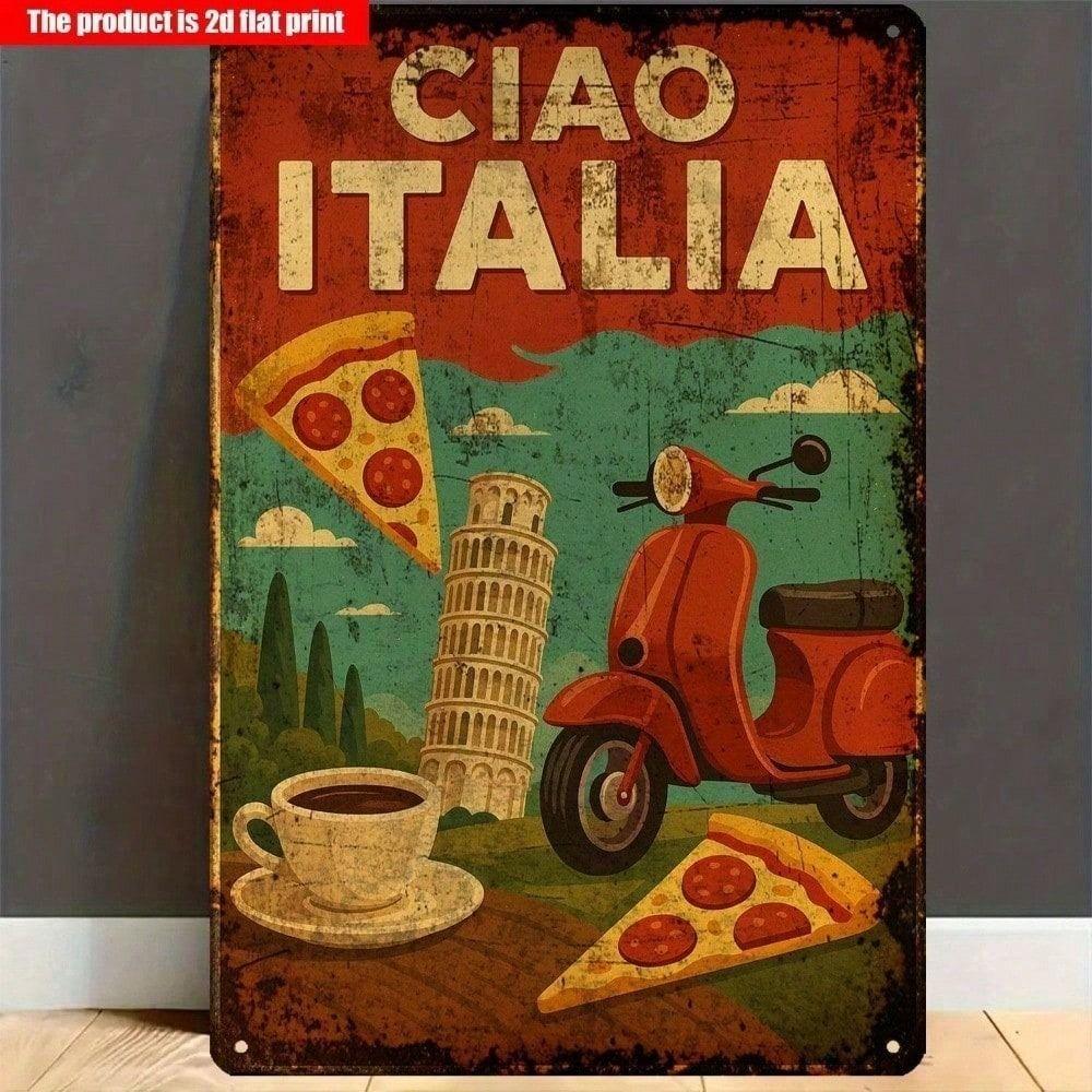 Vintage Retro Ciao Italia Metal Poster Wall Decor for Kitchen Cafe Bar