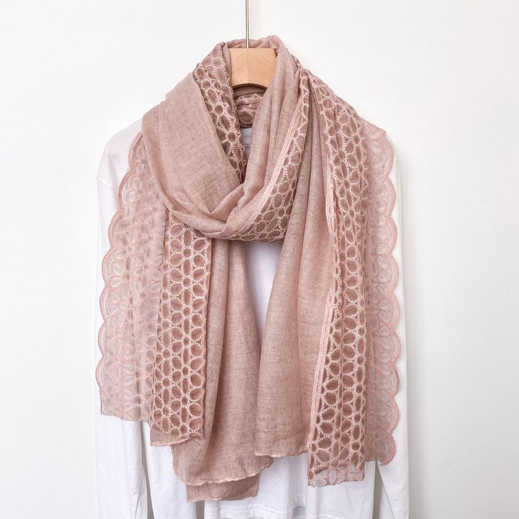 New Linen Lace Cotton Linen Thin Scarf for Women's Literary Versatile Shawl Scarf Silk Scarf Solid Color Scarf