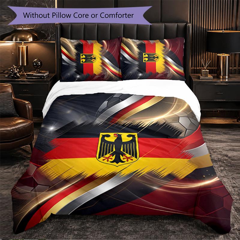Belgium Football Pattern 3 Pieces Bedding Set Soft Microfiber Duvet Cover with Pillow Cases for Bedroom
