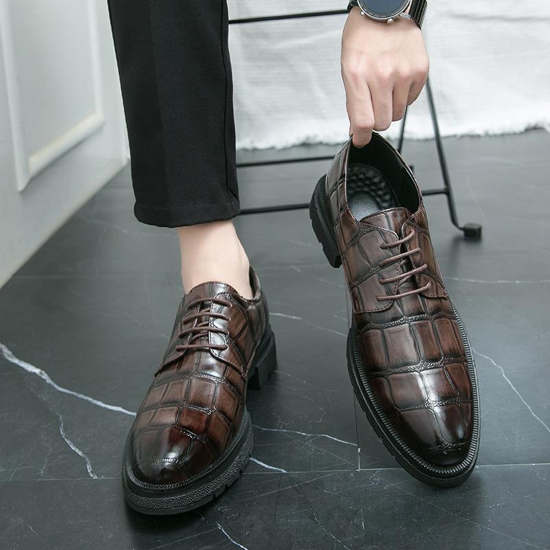 Men's Shoes Autumn and Winter New British Business Dress Casual Shoes Men's Pointed Leather Shoes Hairstyle Leathershoes