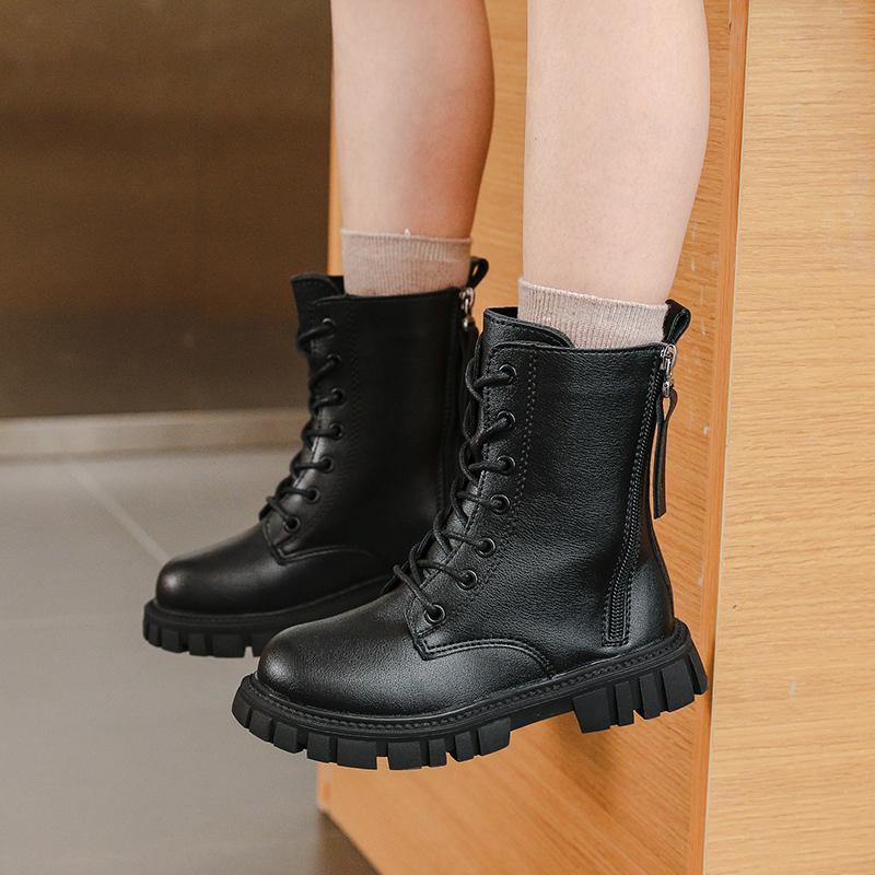 Fashionable New Comfortable Round Toe Thick Soled Riding Boots Popular in Autumn Winter Sweet Girl Baby Sports Mid Length Boots