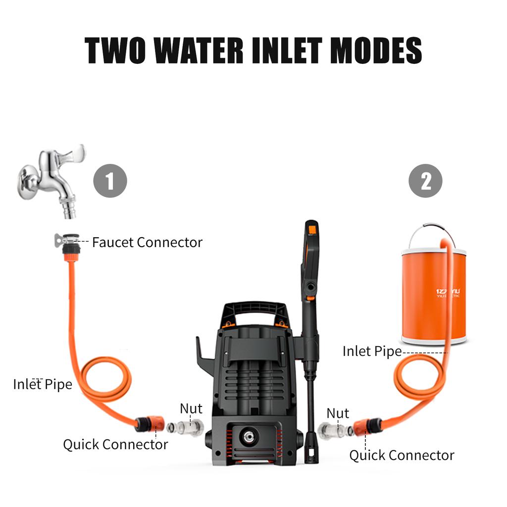 1200W Electric Pressure Washer 90Bar 5L/Min High Pressure Washer Portable Car Washer with Quick-Connect Hose Bike Motorcycle Cleaner Machine Watering