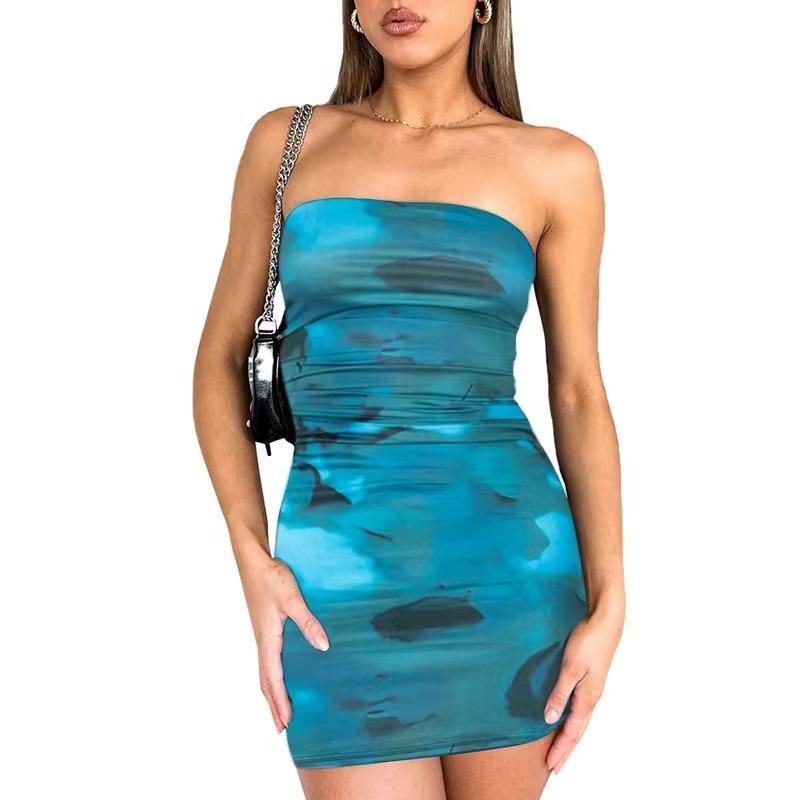 

Женские летние сексуальные платья-футляры с принтом и запахом на бедрах M зелёный