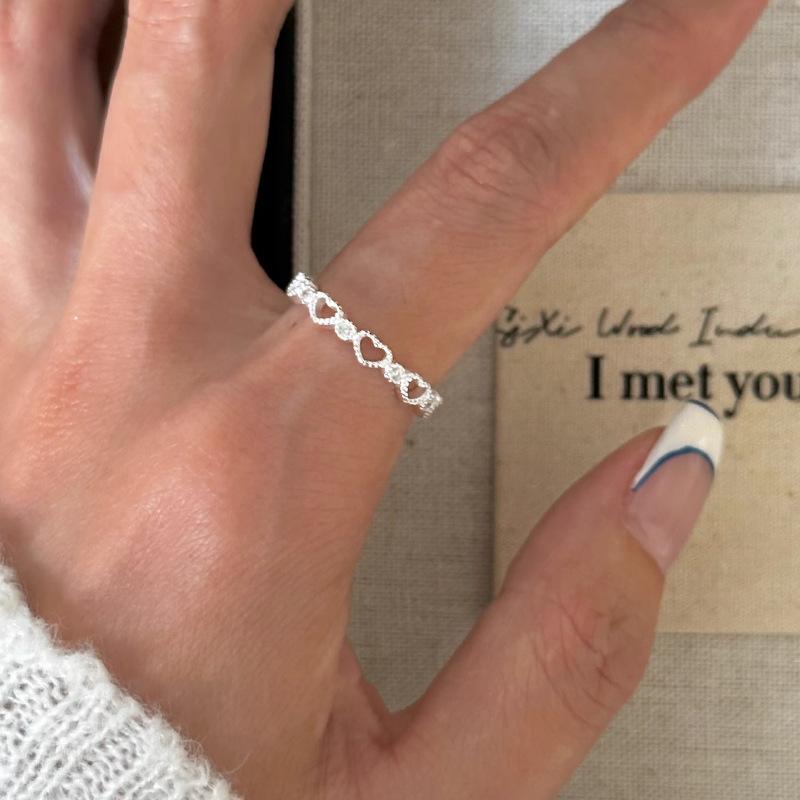 Silve Zircon Bead Ring For Women Girl Party Gift Sweet Cool Versatile Vintage Korean Jewelry Dropshipping