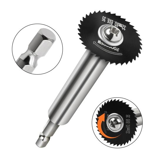 Tăietor de țevi cu 5 lame de ferăstrău de schimb, design compact, portabil, cu tijă hexagonală de 1/4 inch, set de tăietoare de țevi din PVC cu impact, conectare