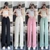 New black ice silk wide-leg pants women's spring and summer high-waisted and thin straight Korean version cool pants