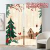 Set Of 2 Modern Curtains Christmas Cabin Snowflakes Cardinal Minimalist Durable Polyester Fabric Gifts Curtain
