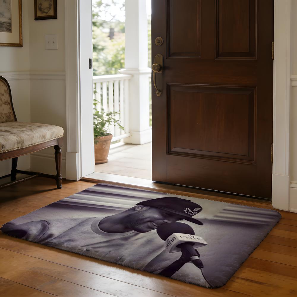 Rapper BBooba Floor Mat Soft Flannel Absorbent Mat Non-Slip Rug Home Bedroom Bathroom