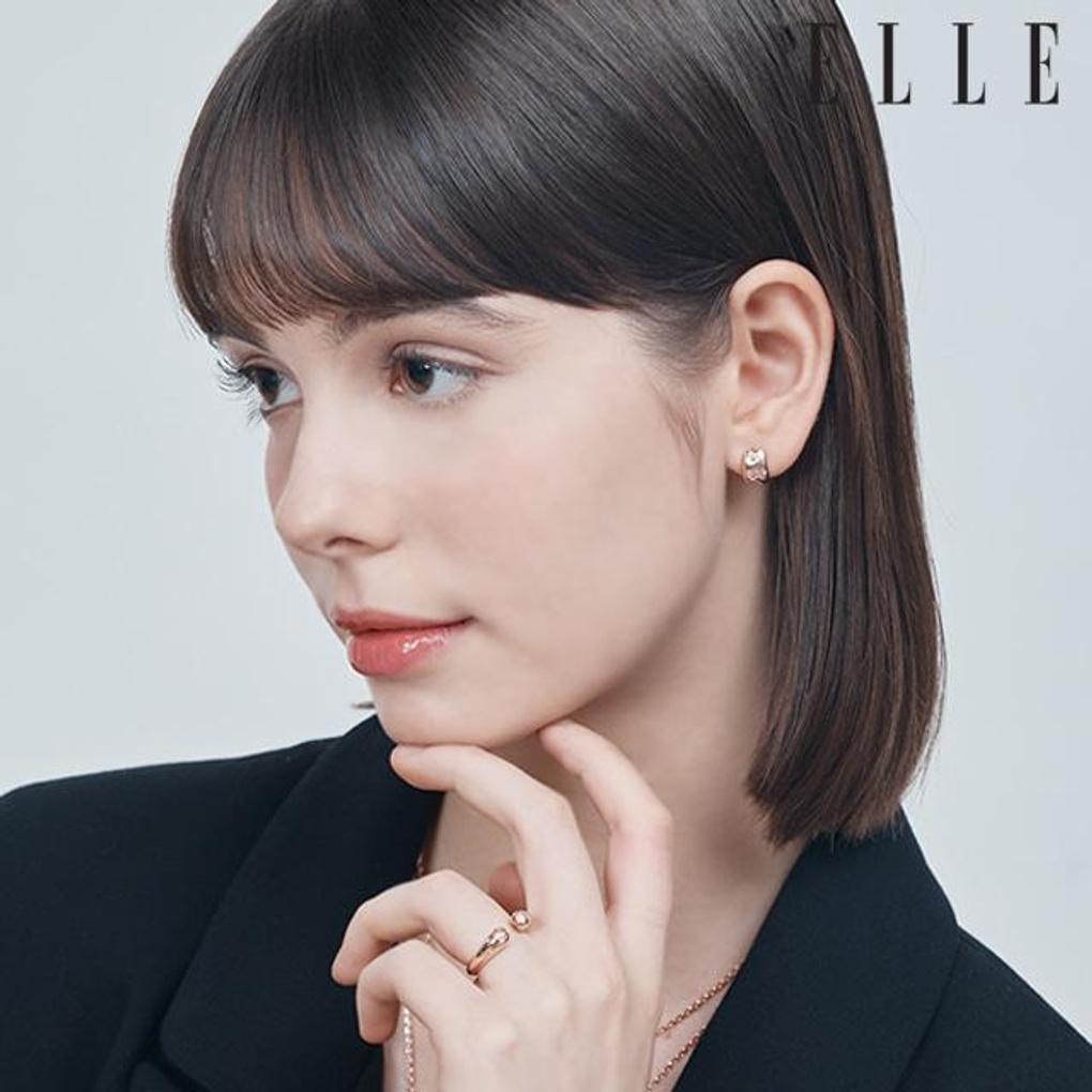 14K Żywe Codzienne Podwójne Kolczyki z Cyrkoniami (Pełen złota) ELGPEE508