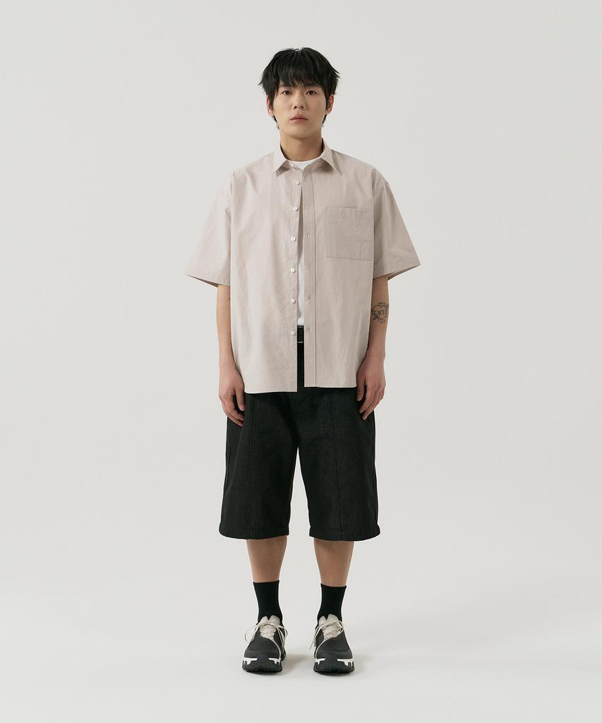 GNOK Cotton Oversized Short Sleeve Shirt [Beige]