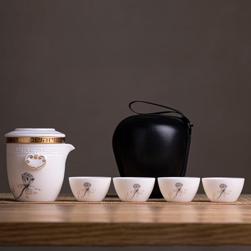 High-End Portable White Porcelain Travel Tea Set