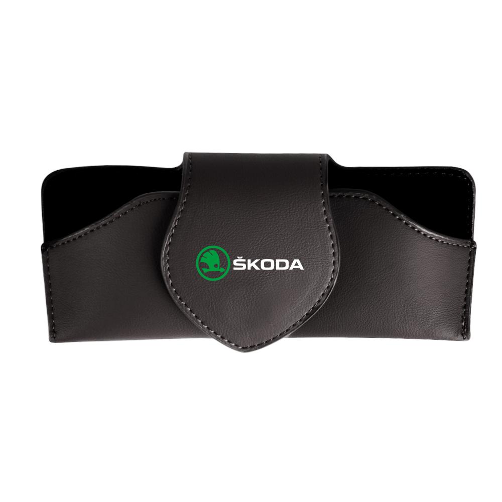 Car Leather Glasses Case Sun Visor Sunglasses Clip Organizer Box For Skoda Octavia VRS VII Rapid Kodiaq Fabia Karoq Superb Scala