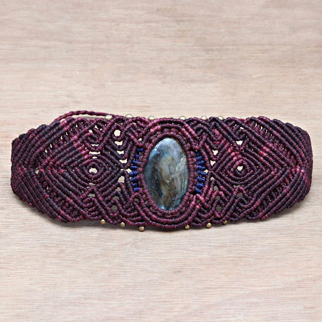 Macrame Labradorite Necklace Pendant Natural Handmade Bohemian Crystal Stone