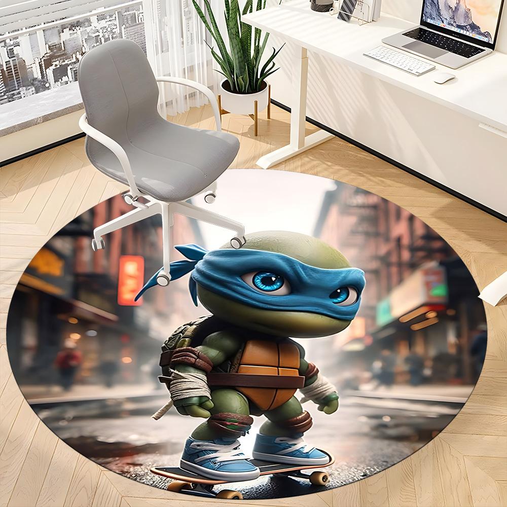 1pc Ninja Turtles Chair Carpet for Office Non-Slip, Soft & Comfortable, Carpet for Office, Gaming, Lightweight Round Floor Mat
