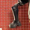 Winter Height Increase Knight High Women Boots Platform Thick Heels Shoes Female Belt Buckle Long Booties  De Muje