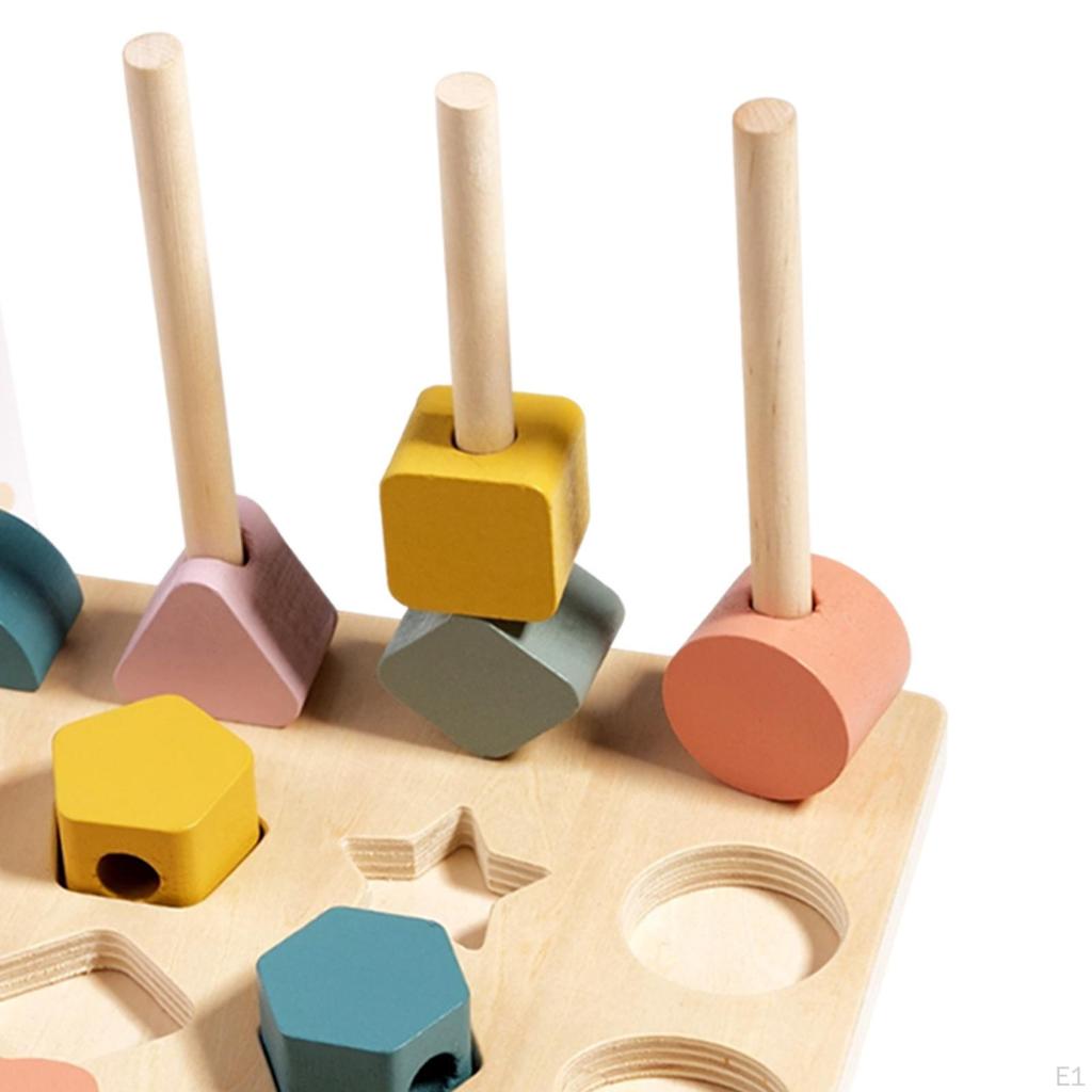 Beads Sequencing Toy Matching Shape Stacker Blocks Wooden Stacking Geometry