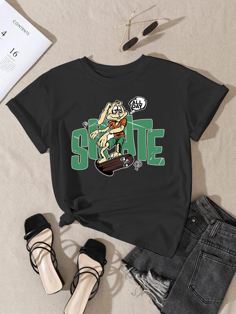 Women Fashion Print T-Shirt Girl Y2K Short Sleeve Tees Tops Kawaii 90S Sweetshirts Female Harajuku Graphic O-Neck T-Shirt