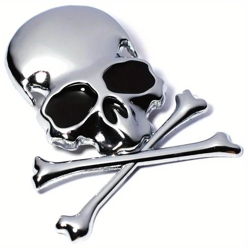 

2PCS 3D Metal Skull Skeleton Crossbones Car Motorcycle Sticker Truck Label Badge Car Styling Decoration