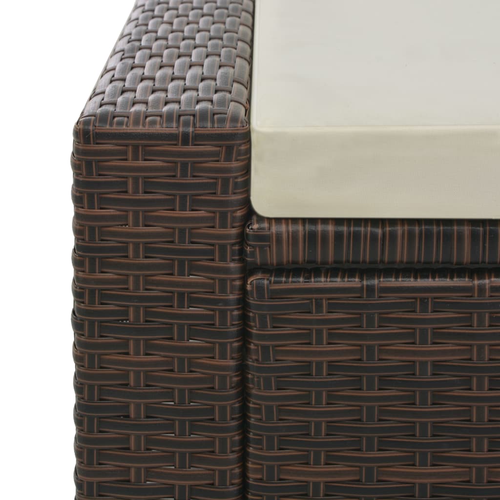 Double Sun Lounger Brown Poly Rattan
