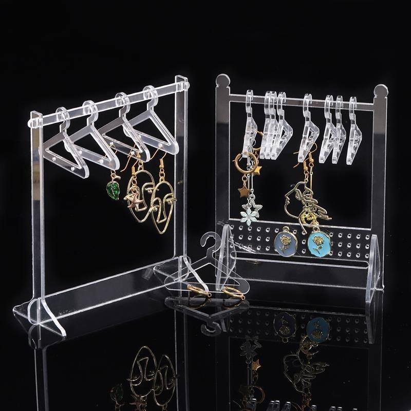 Jewelry Organizer Stand Acrylic Mini Coat Hanger Rack Earring Display Stand Jewelry Show Case Earring Hook for Girls