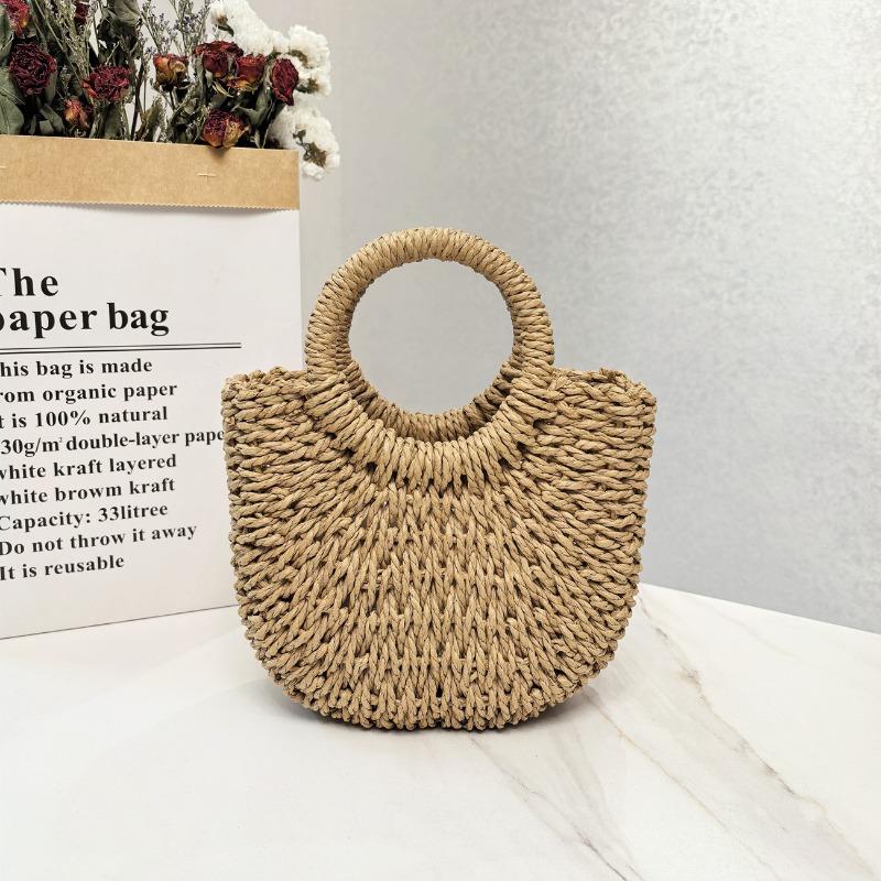 Summer Handmade Straw Bag Fashion Portable Seaside Vacation Beach Women's Bag Hand Carry Leisure Bag