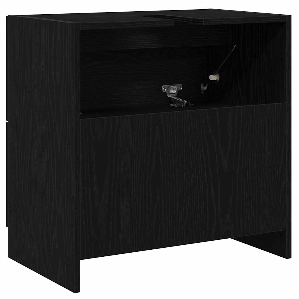 Bathroom Cabinet with Door Black Oak Look 59 x 37 x 59 cm