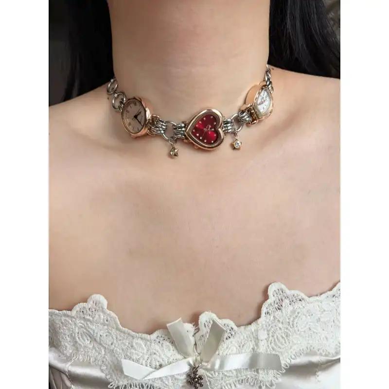 2025 Watch Choker Necklace Medieval Punk Titanium Steel Double Layer Wear