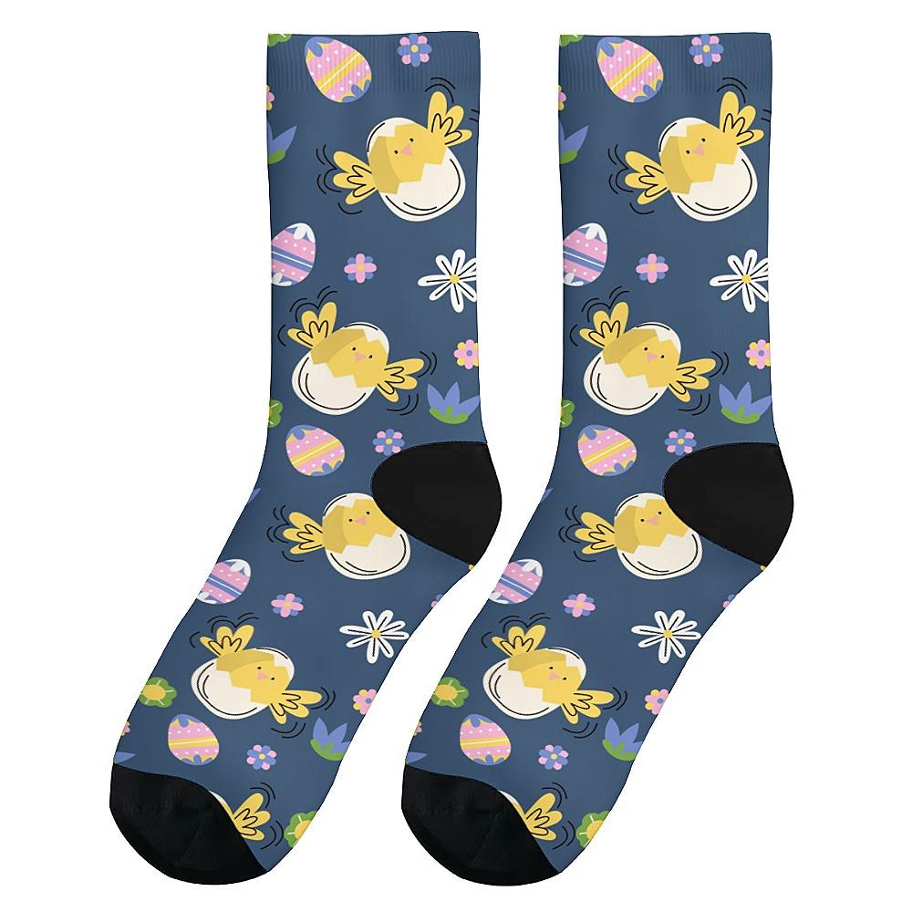 

Мужские носки средней длины с принтом пасхального кролика и яйца, модные и милые, универсальный стиль, дышащие и теплые, идеальный выбор для подарка One Size