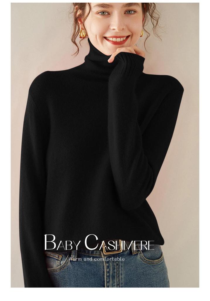 Cashmere Stack Collar Sweater: 2025 Autumn/Winter Women's Loose Slimming Korean Style Pullover Base Layer.
