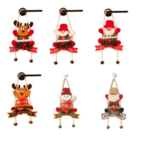 Christmas Hanging Decoration 3D Santa Snowman Elk Bear Door Knob Hanger Holiday Wall Art Sign for Living Room Bedroom Indoor Decor