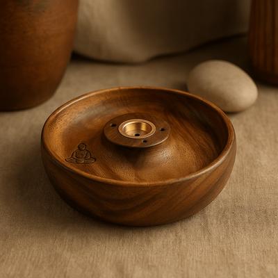 Incense Burner Disc Sticks And Cones Buddha Wooden
