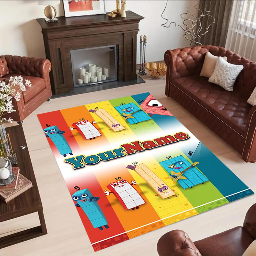 Tappeto Design Personalizzabile con Testo Numberblocks per Stanza del Dormitorio, Sale Giochi, Soggiorni, Balcone, Tappeto Antiscivolo, Ufficio, Arredamento Casa