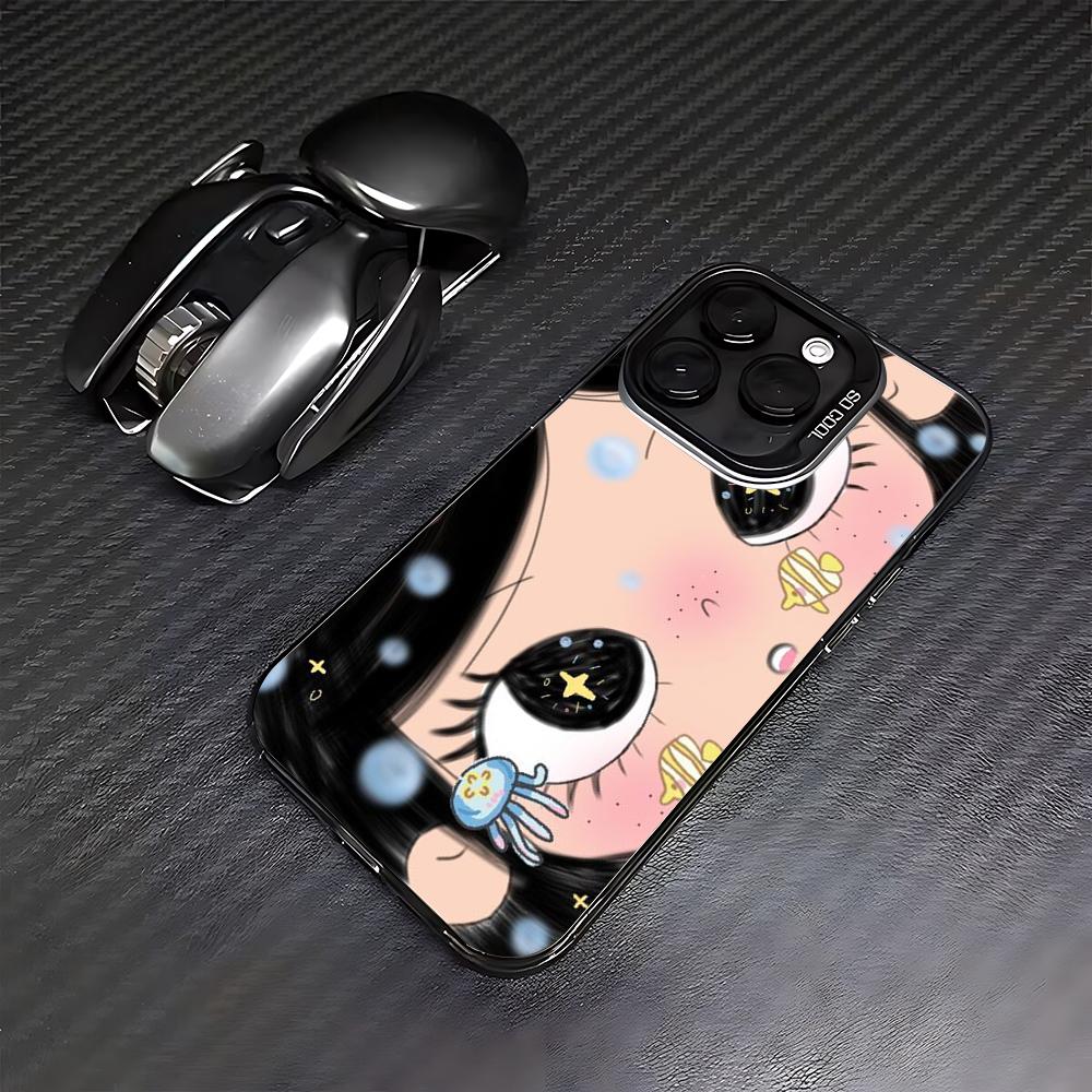 Cute Cartoon Big Eyes Phone Case For iPhone 17 16 15 14 13 12 11 Mini Pro Max X XR XSMAX 8 7 Air Plus Anti Fall Matte Back Cover