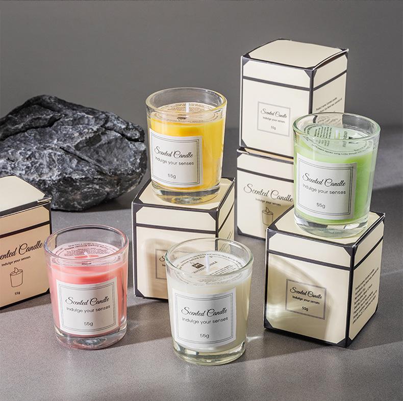 Soy Wax Creative Aromatherapy Candle in Transparent Glass Jar - 12 Scents