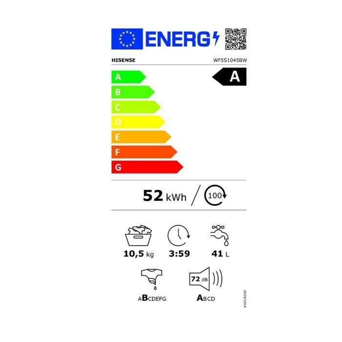 Lave-linge - HISENSE - WF5S1045BW - 10kg - 1400 rpm - Blanc - Classe A
