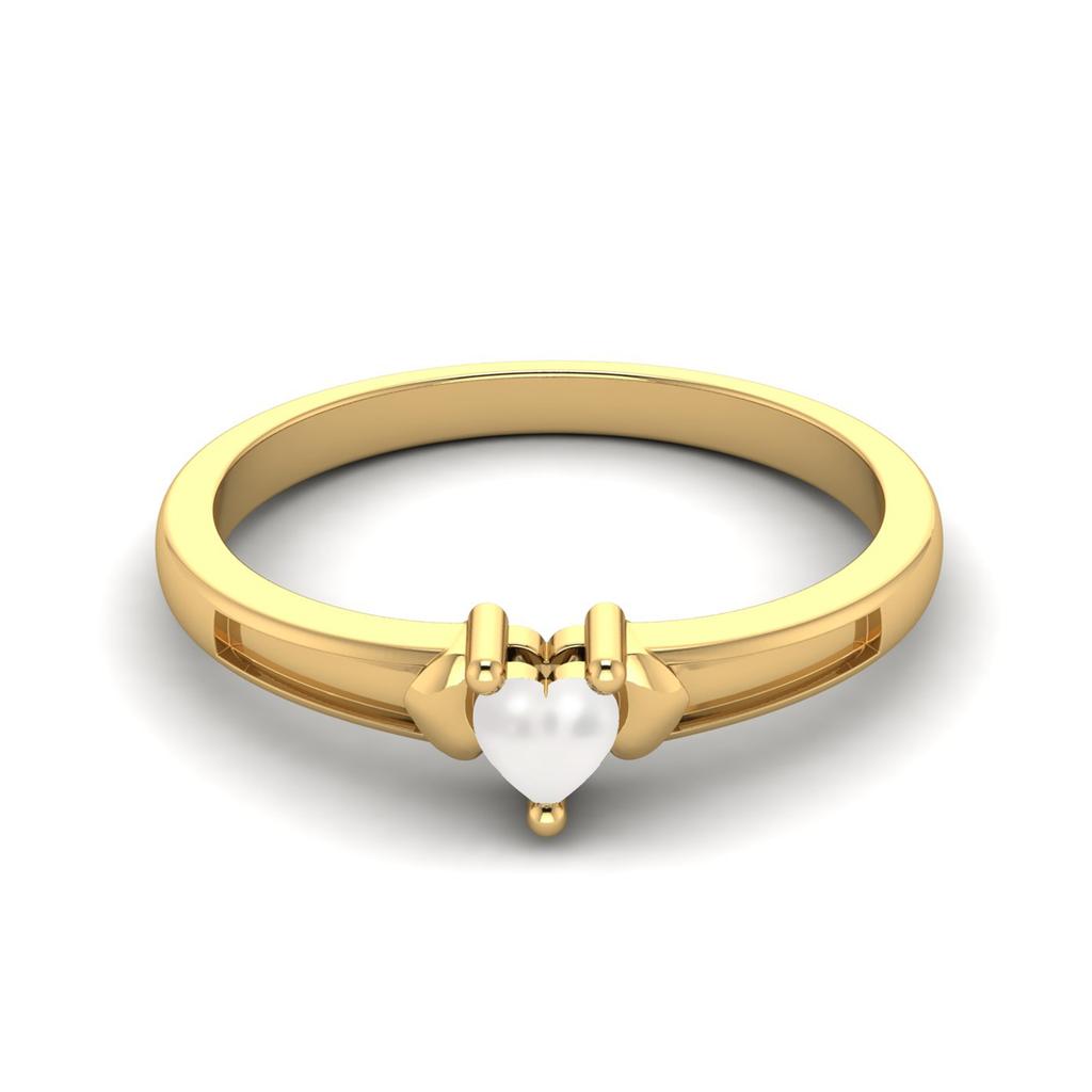 Anello in Argento Sterling 925 Placcato Oro 3 MM Cuore Perla Tre Cuori Amore Donna Anello Anniversario